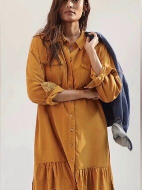 Pilcro Anthropologie flounced chambray dress in copper.size xs .Western,boho